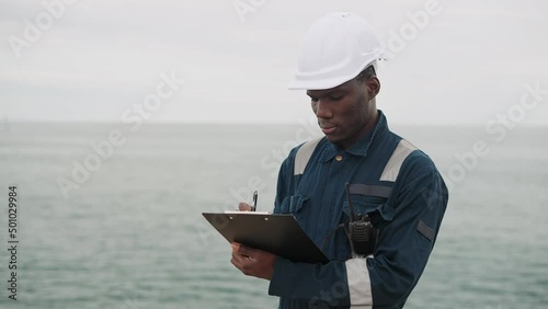 Deck Officer or seaman or ship fills checklist photo