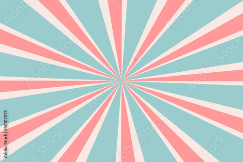 pink rays in retro style on turquoise background. Summer style. Cartoon comic style. Vector illustration. stock image.