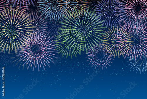 花火　夏祭り　夜空　背景