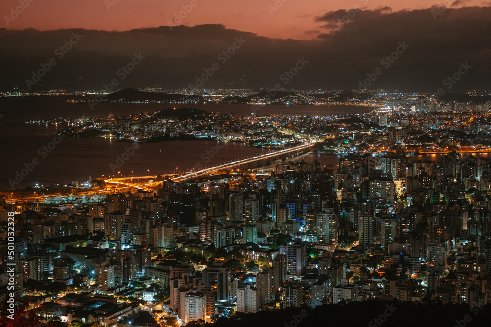 Night view of downtown at Florianopolis