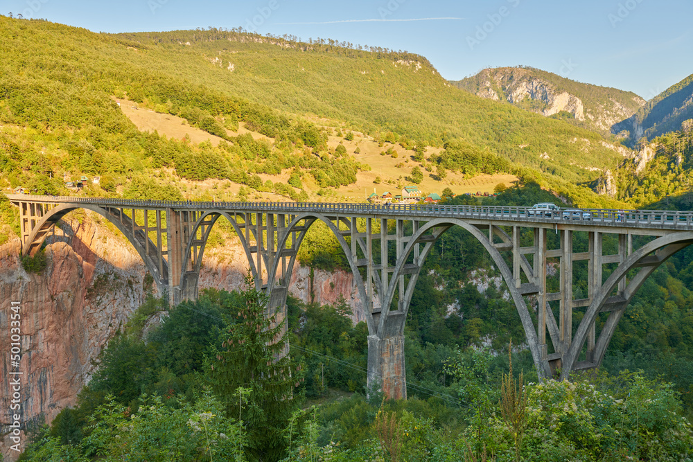 landscape of mountains and bridge in montenegro
