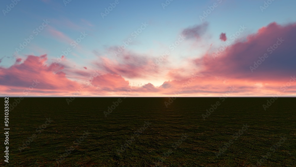 Obraz premium Blue sky and cloud. 3D illustration. 3D rendering.