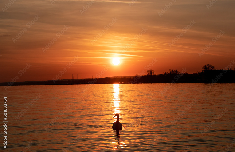 a beautiful sunrise over the lake