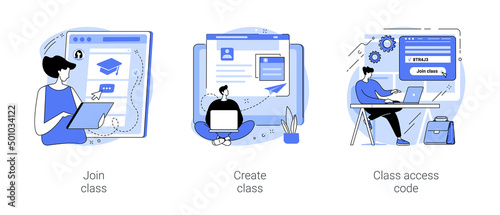 Online teaching features isolated cartoon vector illustrations se