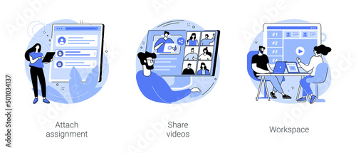 E-learning platform features isolated cartoon vector illustrations se