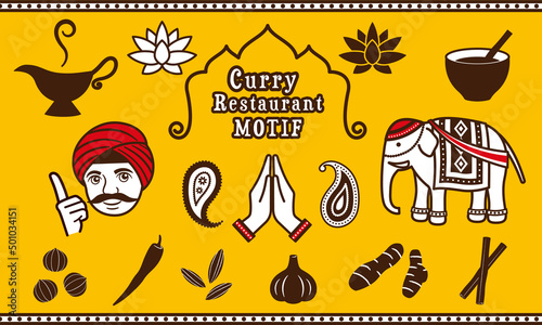 カレーレストラン,インドカレー店イメージのモチーフ_curry restaurant
