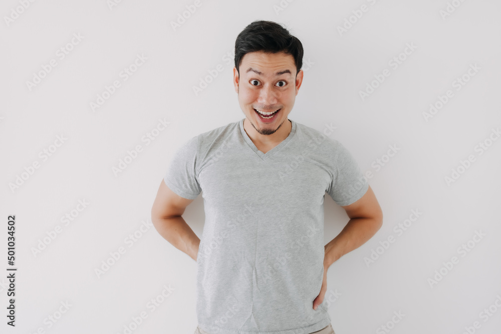 Happy face asian man expressing of no problem and no worries. Happy face asian man expressing of no problem and no worries.