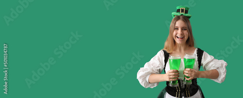 Happy young woman drinking ...