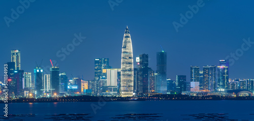 Canvas Print Skyline of Shenzhen city, China. Viewed from Hong Kong border