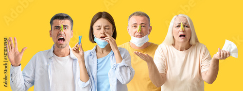 Ill people with clothespins...