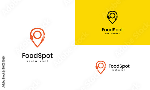 food location logo design simple minimalist, food point, map, place, food navigation logo icon template