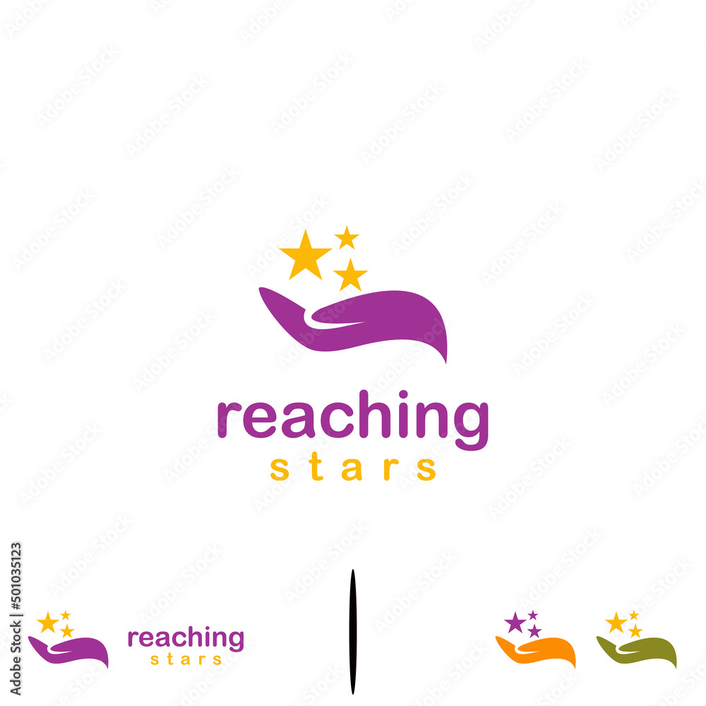 reaching star logo, hand give star logo design icon template reaching star logo, hand give star logo design icon template