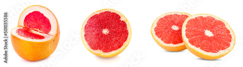 Obraz na plátně Set of fresh cut grapefruits isolated on white