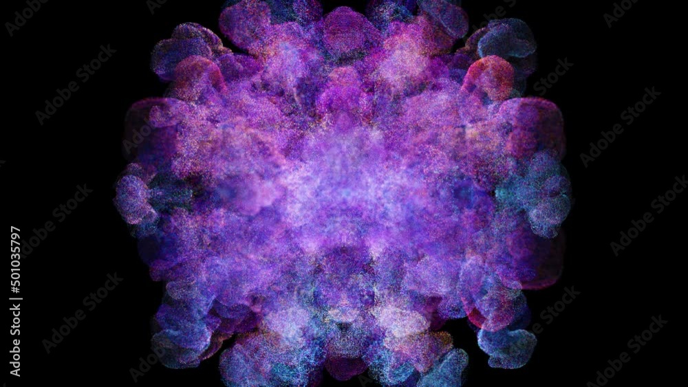 Beautiful color powder explosion, gorgeous colorful particles smoke explosion effect. Fluid flow effect, dust explosion slow motion. Cosmetics promotion motion video, abstract artistic background.