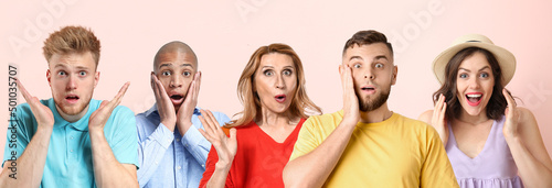 Collage with surprised peop...