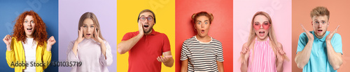 Collage with surprised peop...