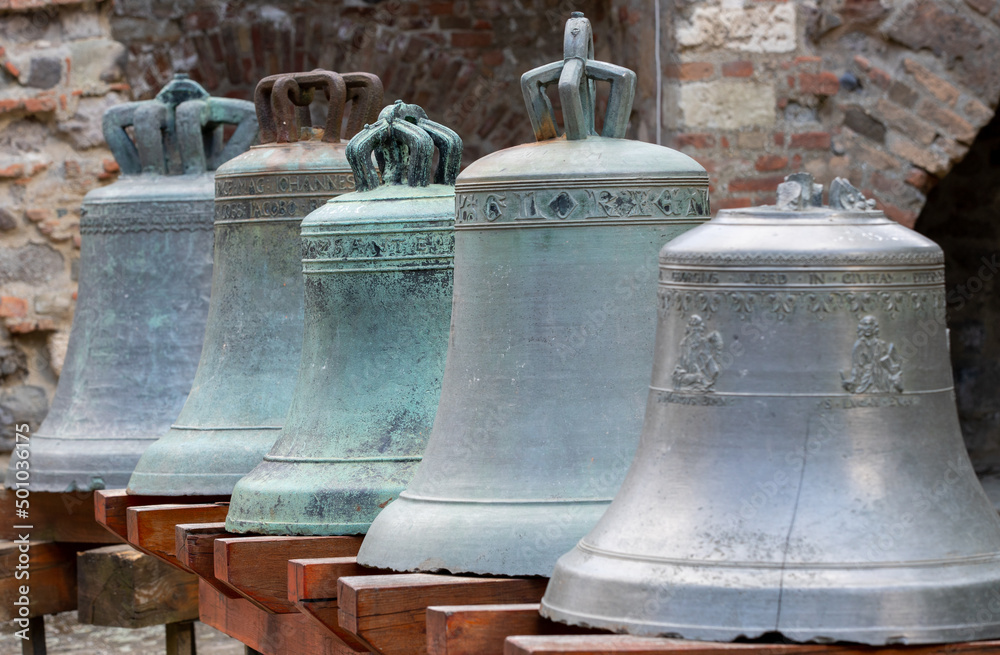 Obraz premium Old church bells exposed to visitors to the basilica in Esztergom - Hungary