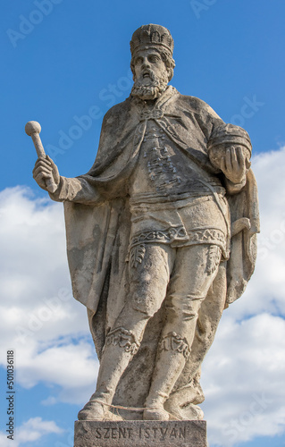 Statue of Saint Stephen (Istvan) in the city of Esztergom - Hungary. He was the first Christian king of the Hungarians, considered the founder of the Kingdom of Hungary