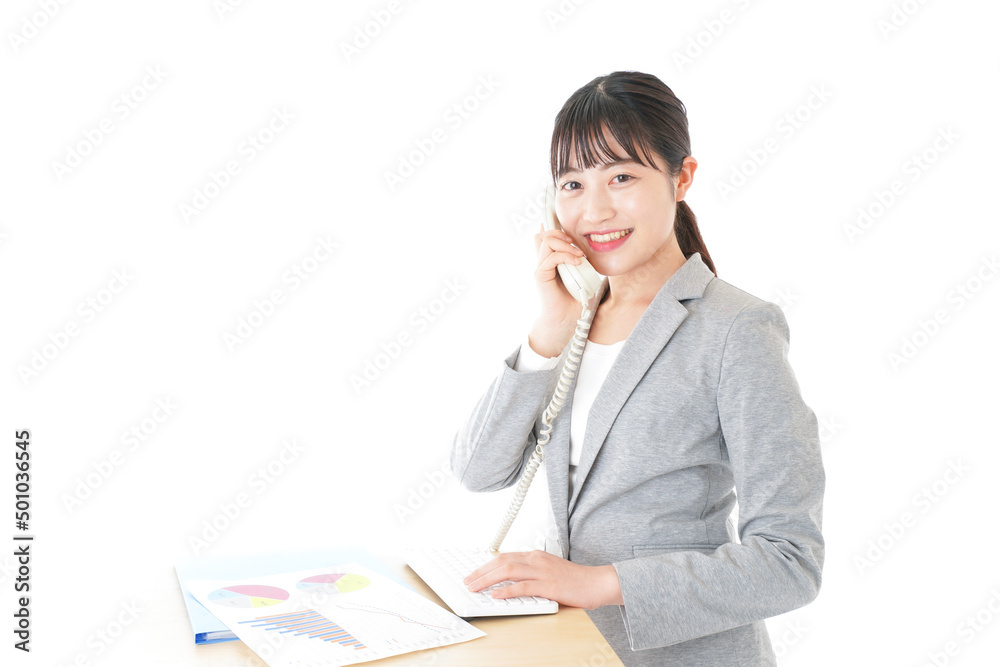 Young businesswoman using business phone at office Young businesswoman using business phone at office