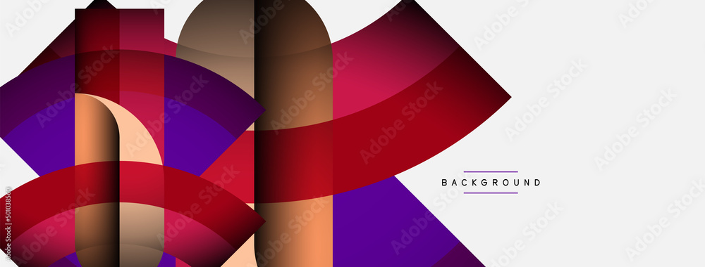 Geometric abstract background. Round shapes, circles, lines composition for wallpaper banner background or landing page