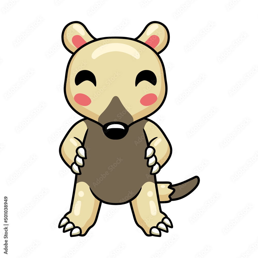 Cute little tamandua cartoon standing