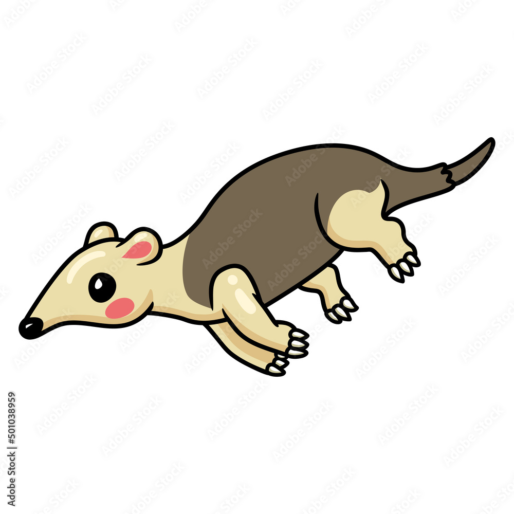 Cute little tamandua cartoon running Cute little tamandua cartoon running