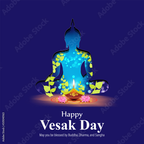 Vector illustration for Happy Vesak Day Buddha Purnima