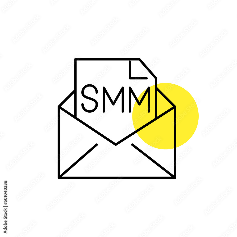 SMM marketing using e-mail. Pixel perfect, editable stroke line art icon SMM marketing using e-mail. Pixel perfect, editable stroke line art icon