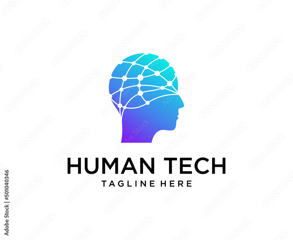 Brain Tech Mind Data Logo Design Template