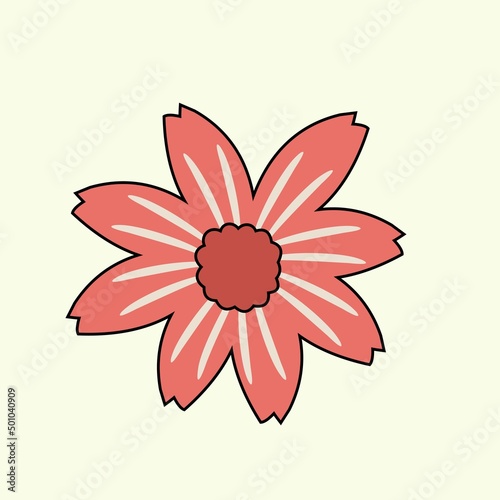 Flower color icon with outline vector design 