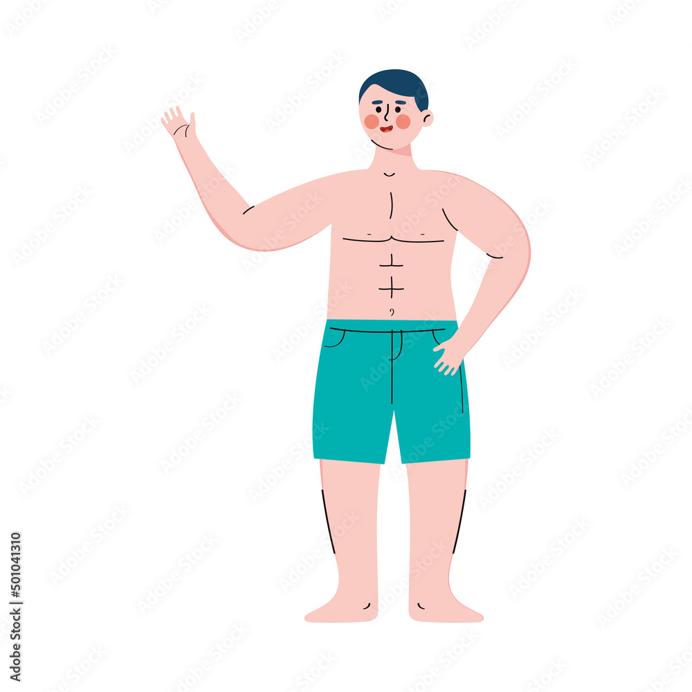 man saludating wearing swimsuit man saludating wearing swimsuit