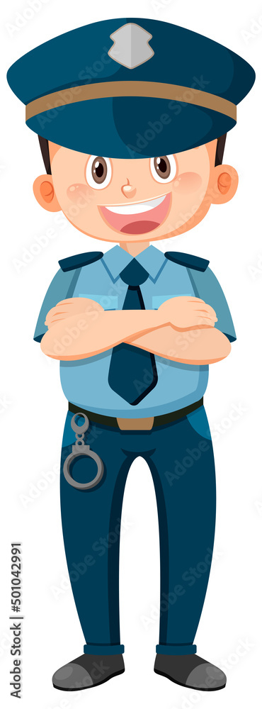 Police officer cartoon character on white background