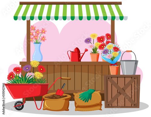 Flea market concept with plant shop