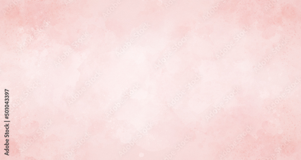 Pink watercolor effect stains, Paint splatter grunge background texture in elegant pink, for website banner design, christmas or valentine concept