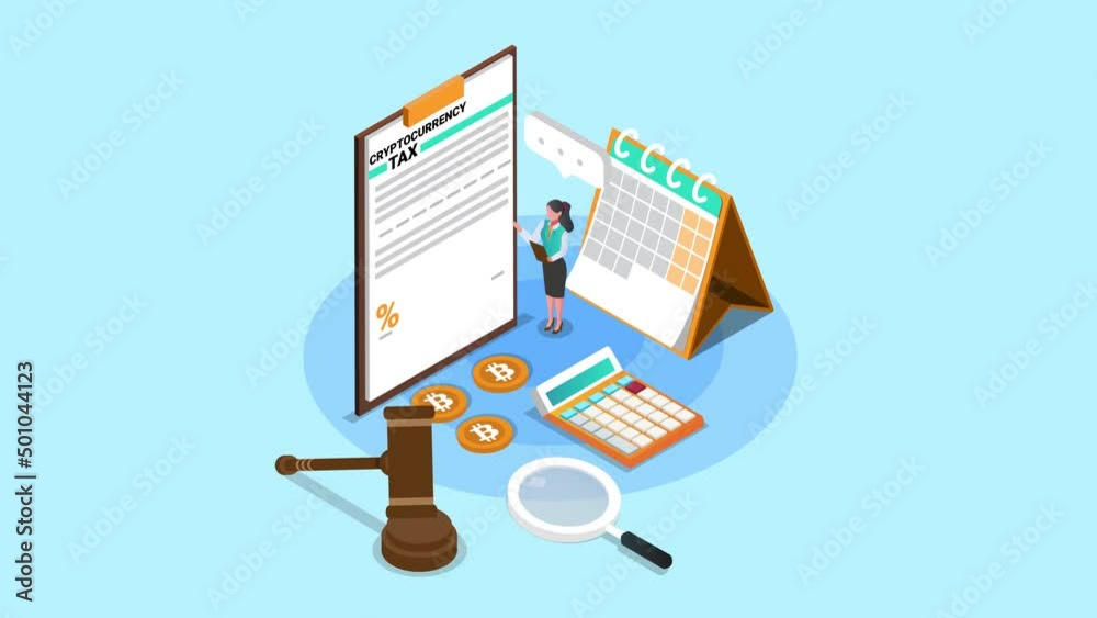 Businesswoman shows cryptocurrency tax document Businesswoman shows cryptocurrency tax document