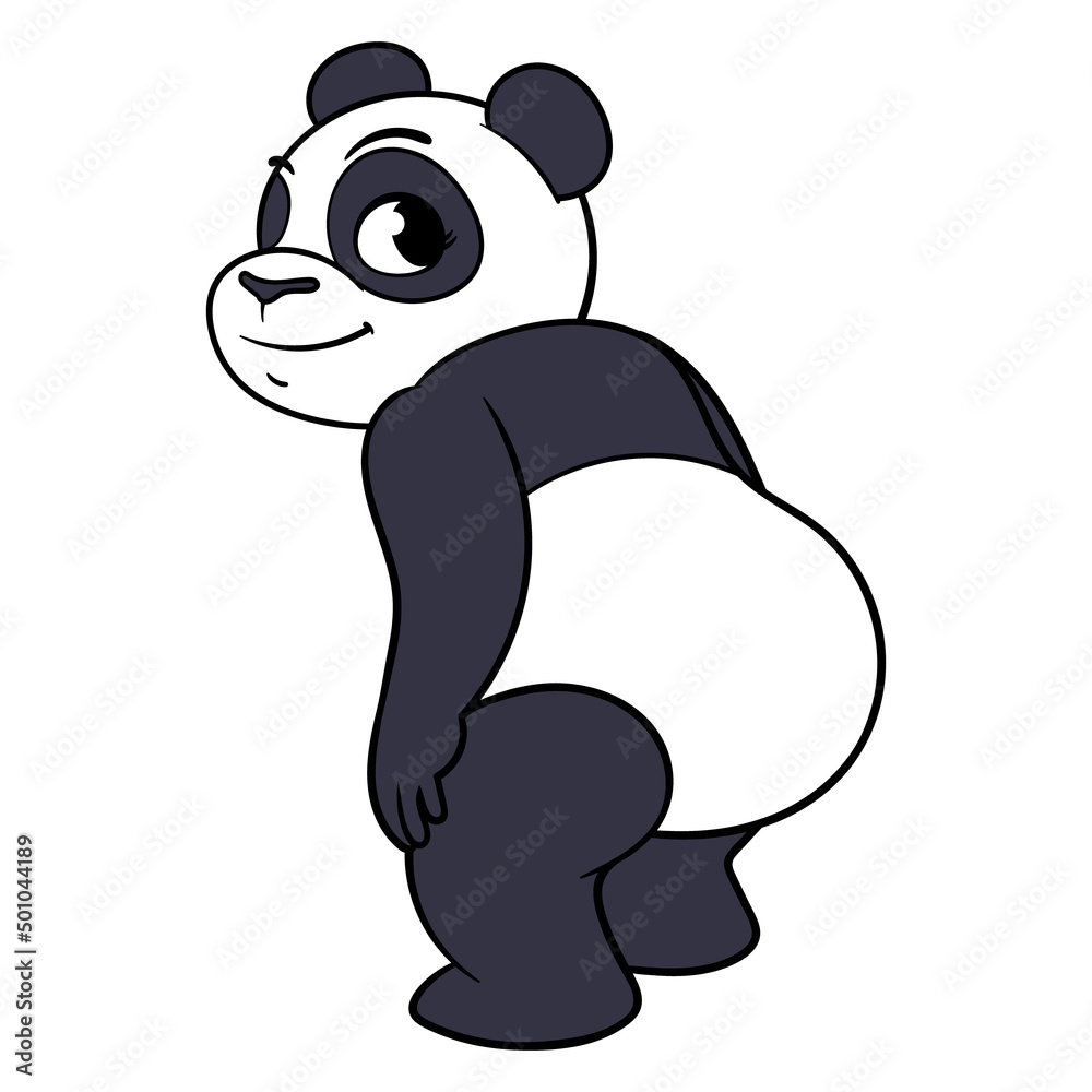 Cartoon Panda Back Side Illustration Stock Vector | Adobe Stock