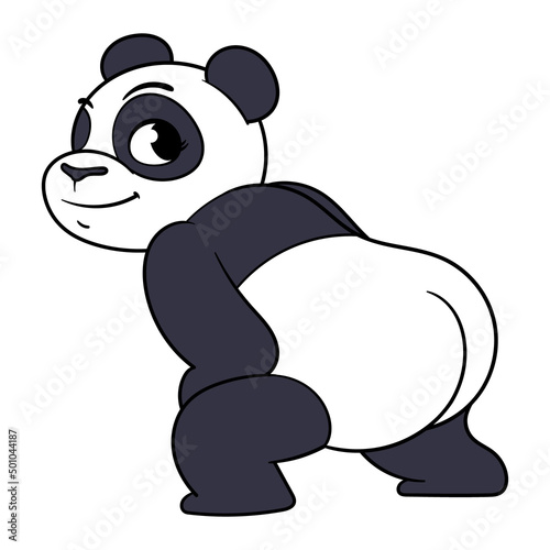 Cartoon Panda Bending Over Illustration