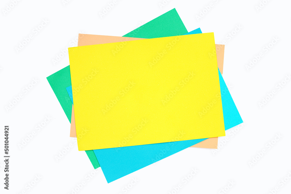 Colorful paper on white background. Copy space Colorful paper on white background. Copy space