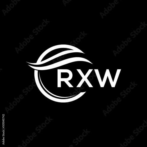 RXW letter logo design on black background. RXW  creative initials letter logo concept. RXW letter design. photo