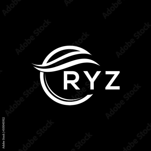 RYZ letter logo design on black background. RYZ creative initials letter logo concept. RYZ letter design. 