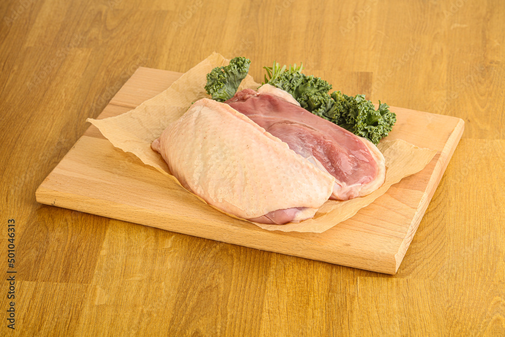 Raw duck breast for cooking