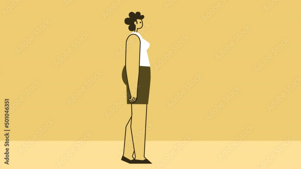 Yellow Style Woman Flat Character Thumbs Up Gesture. Isolated Loop Animation with Alpha Channel