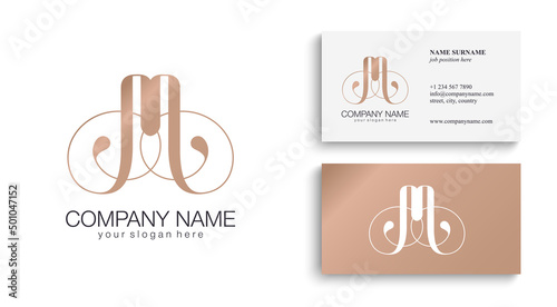 M letter monogram. Elegant luxury M logo. Calligraphic style. Vector design. Luxurious linear creative monogram.