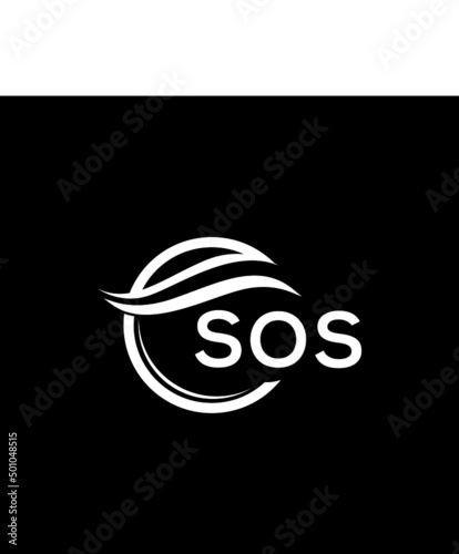 SOS letter logo design on black background. SOS  creative initials letter logo concept. SOS letter design.
