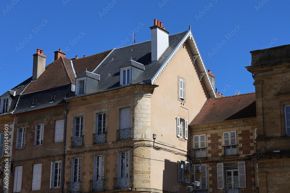 Maison typique de l'Allier, vue de l'extérieur, ville de Moulins, département de l'Allier, France