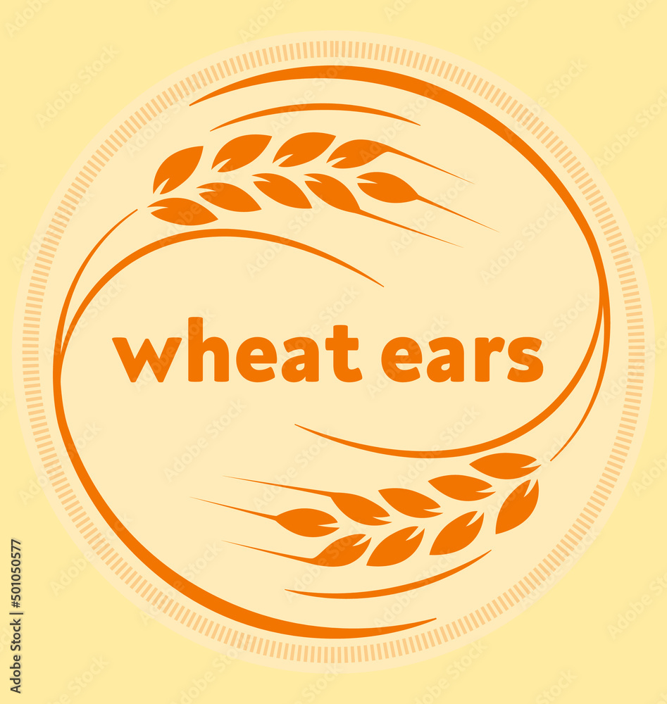 Ear of wheat vector icon. Two ears of wheat inscribed in a circle.