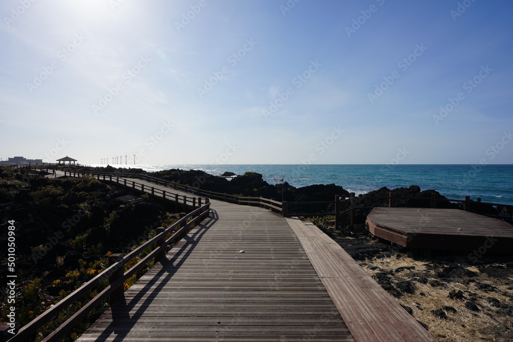 fine seaside walkway and gazebo