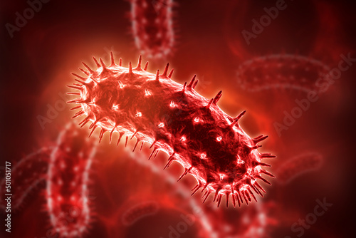 3d rendered rabies virus isolated on a color background photo