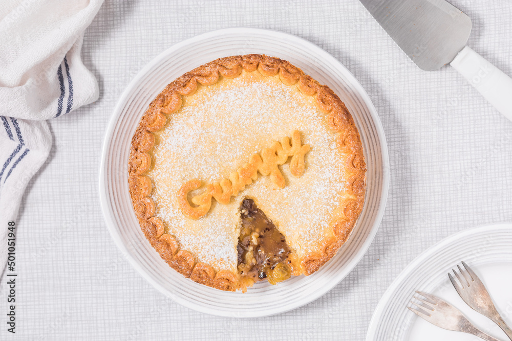 Gooseberry pie with Grumpy sign on it, popular dish from fairytale Snow ...