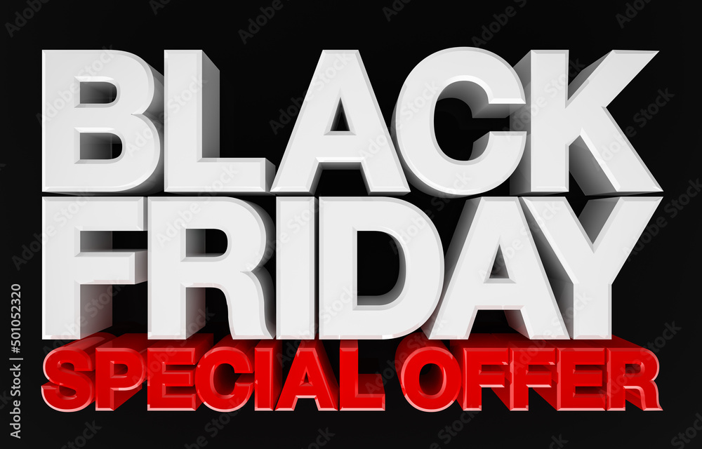 Black friday special offer banner, 3d rendering